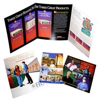 Image of brochures, catalogs and folder designs